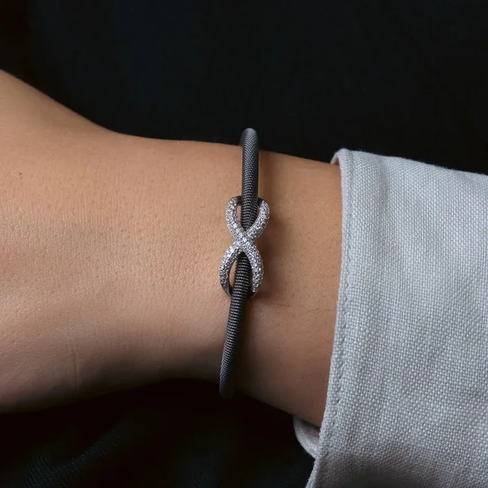 Pulsera italiana con micro pavé infinito chapado en rodio negro y rodio de plata 925 – ITB00174BLK