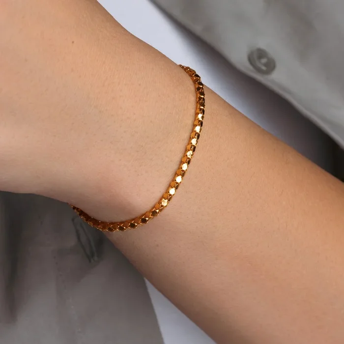 Pulsera italiana delgada con múltiples círculos chapada en oro rosa de plata 925 – ITB00015RGP