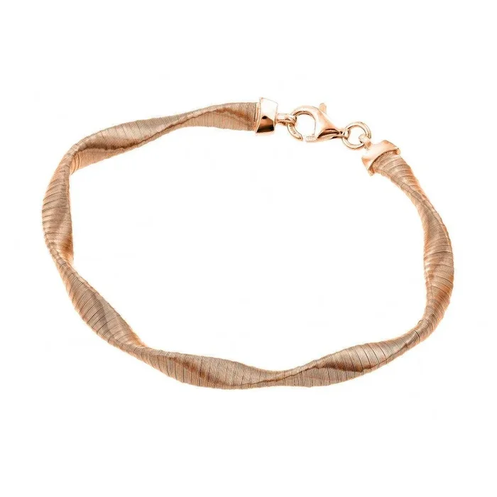Pulsera Italiana Retorcida De Malla Chapada En Oro Rosa De Plata 925 – JPB00006RGP