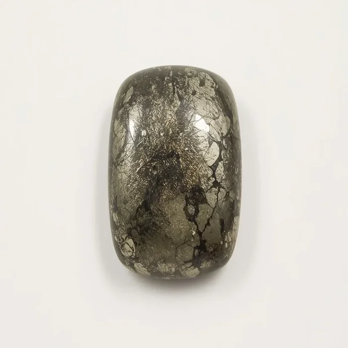 Pyrite 1PC Large 9×11 MM Emerald Cabochon Gray Luster semi Precious Loose Gems