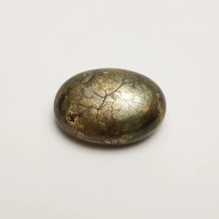 Pyrite 1PC Medium 7×10 MM Oval Cabochon Gray Fine semi Precious Loose Gemstone