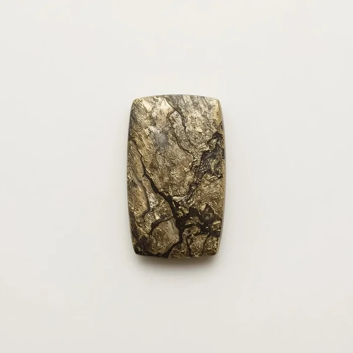 Pyrite 1PC Medium 8×10 MM Emerald Cabochon Gray Splendid semi Precious Gems