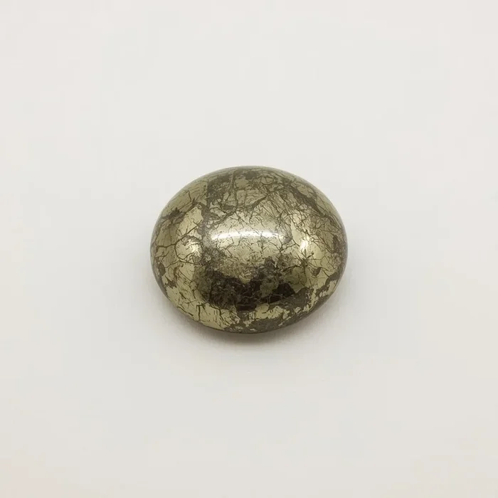 Pyrite 1PC Small 7×7 MM Round Cabochon Gray Sparkling semi Precious Gems