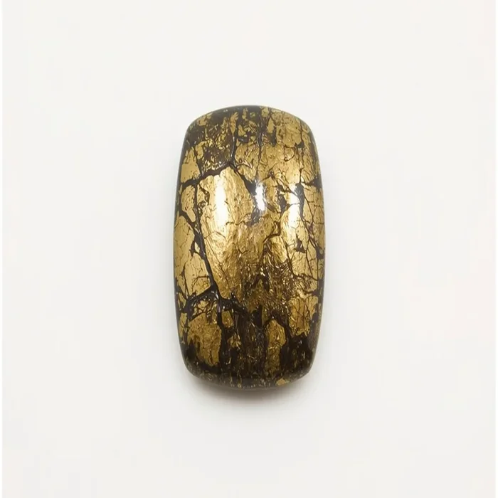 Pyrite 1PC Small 7×9 MM Emerald Cabochon Gray Sparkling semi Precious Semi Precious Gemstone