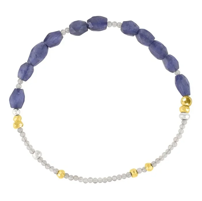 Pyrite’s Booty Bracelet in 2mm Smoky Topaz and Faceted Oval Iolite