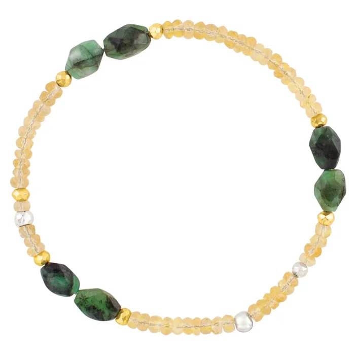 Pyrite’s Booty Bracelet in Faceted Oval Emerald & 3.5mm Citrine