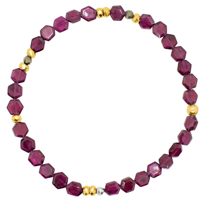 Pyrite’s Booty Bracelet in Garnet Hexagon & Pyrite