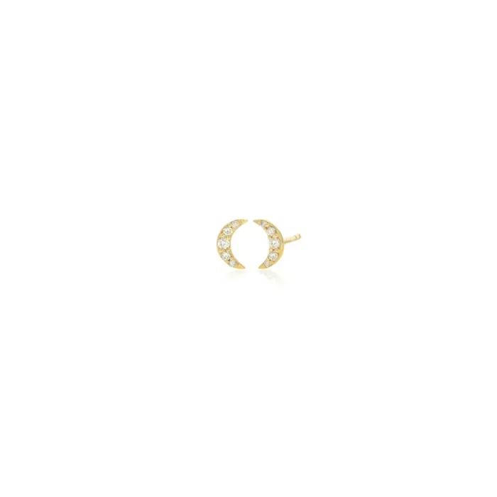 Rachel Reid 14k Diamond Crescent Moon Stud Earrings