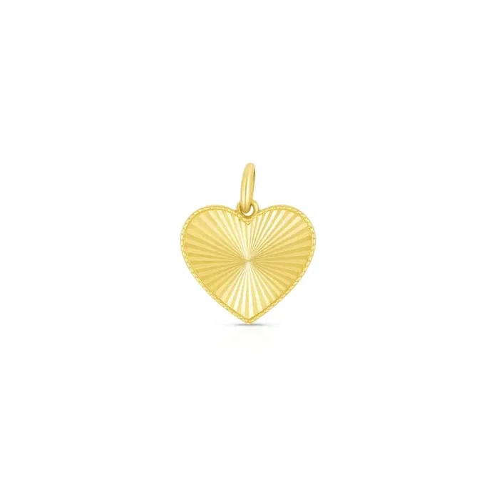 Radiant Engraved Heart Pendant in 14K Yellow Gold