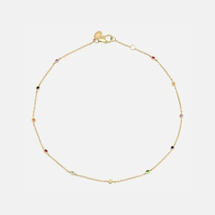 Rainbow Bezel Set Anklet