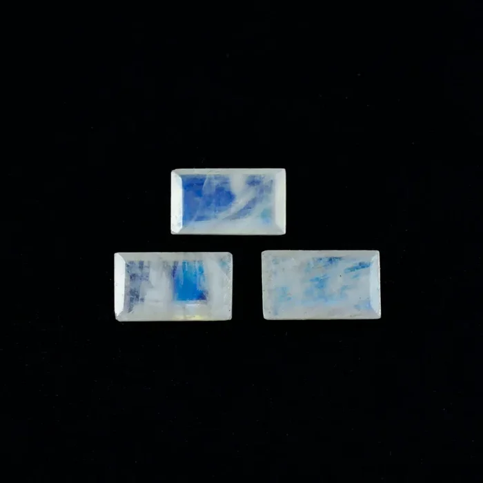 Rainbow Moonstone 10PC Tiny 2.5×5 MM Baguette Faceted White Lustrous Semi Precious Gems
