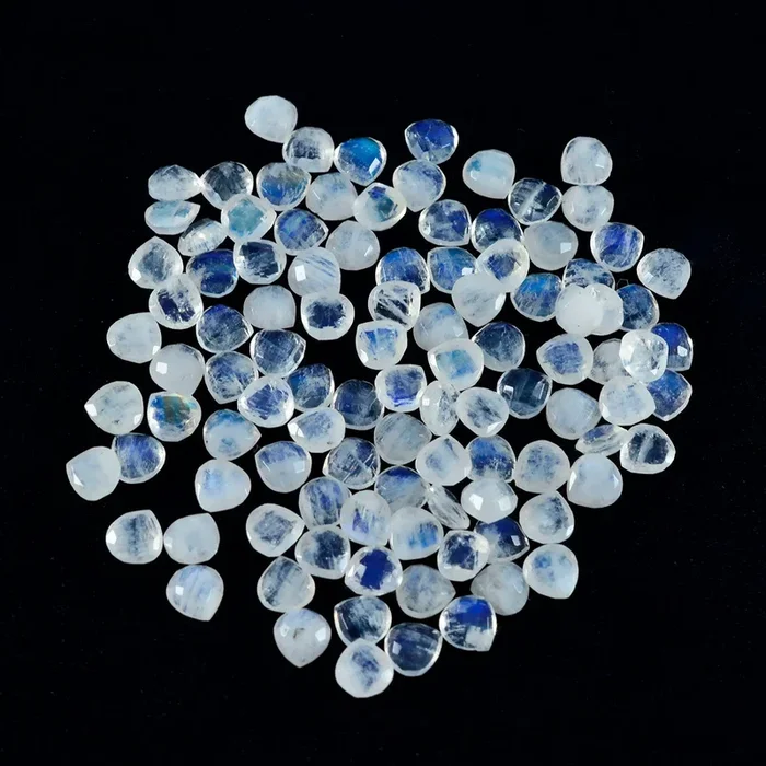 Rainbow Moonstone 10PC Tiny 3×3 MM Heart Faceted White Fiery Semi Precious Loose Gemstone