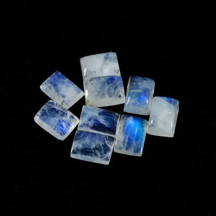 Rainbow Moonstone 10PC Tiny 3×5 MM Emerald Cabochon White Fine semi Precious Semi Precious Gemstone