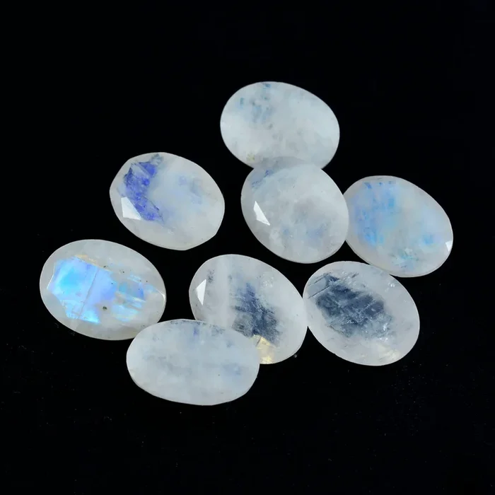 Rainbow Moonstone 1PC Chunky 12×16 MM Oval Faceted White Genuine Semi Precious Loose Gems