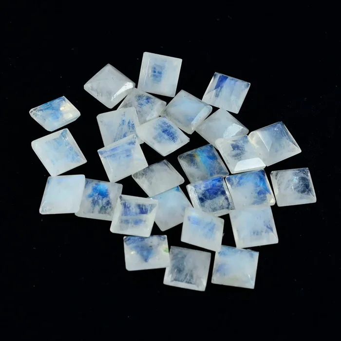 Rainbow Moonstone 1PC Chunky 13×13 MM Square Faceted White Natural Semi Precious Gems