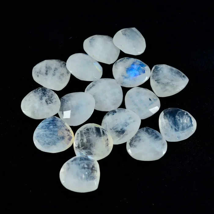 Rainbow Moonstone 1PC Large 10×10 MM Heart Faceted White Shine Semi Precious Loose Gems