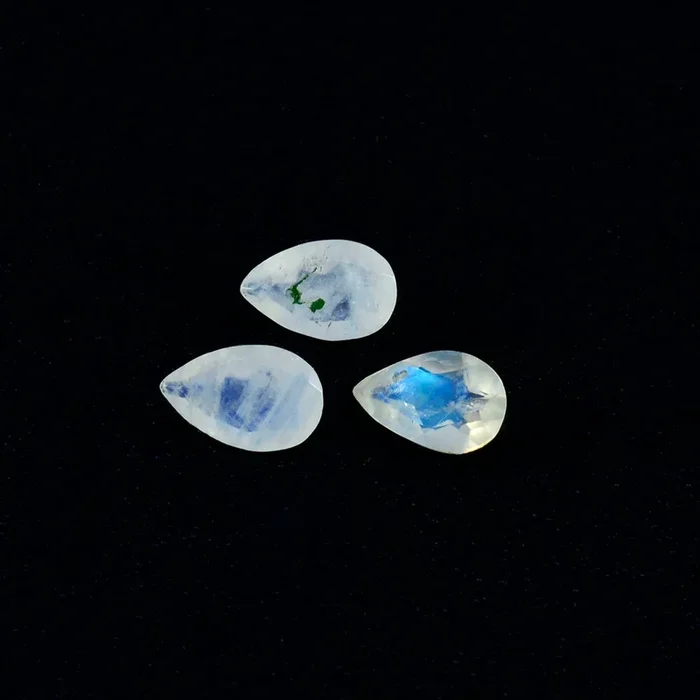 Rainbow Moonstone 1PC Large 8×12 MM Pear Faceted White Splendid Semi Precious Gems