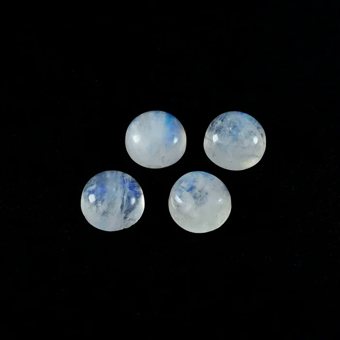 Rainbow Moonstone 1PC Medium 9×9 MM Round Cabochon White Pure semi Precious Precious Gemstone