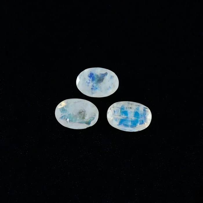 Rainbow Moonstone 1PC Small 7×9 MM Oval Faceted White Splendid Semi Precious Loose Gemstone