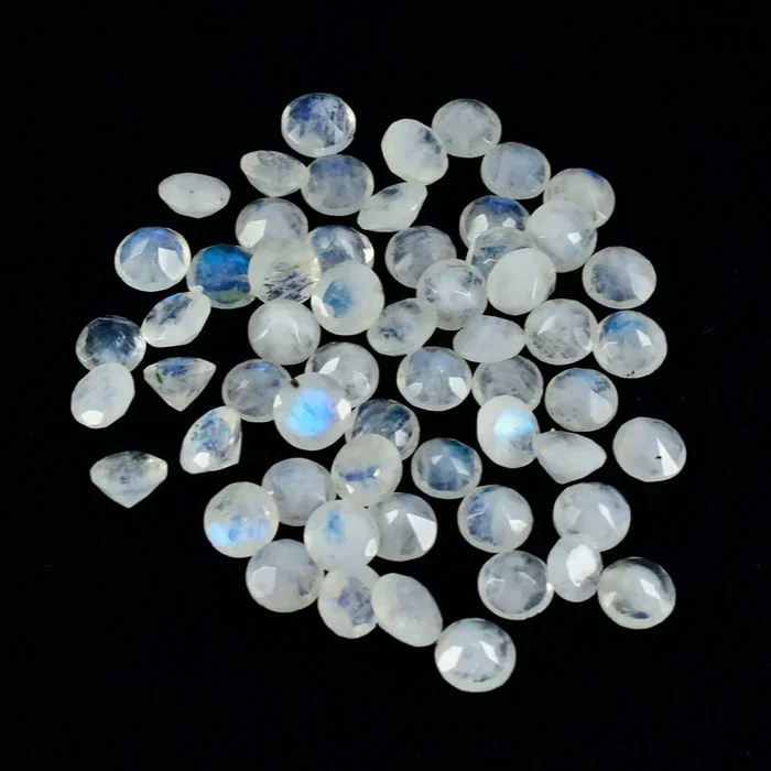 Rainbow Moonstone 1PC Small 8×8 MM Round Faceted White Luster Semi Precious Loose Gemstones