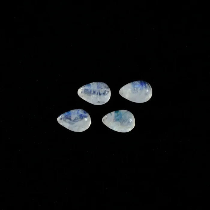 Rainbow Moonstone 1PC Tiny 5×7 MM Pear Cabochon White Lustrous semi Precious Loose Gemstone