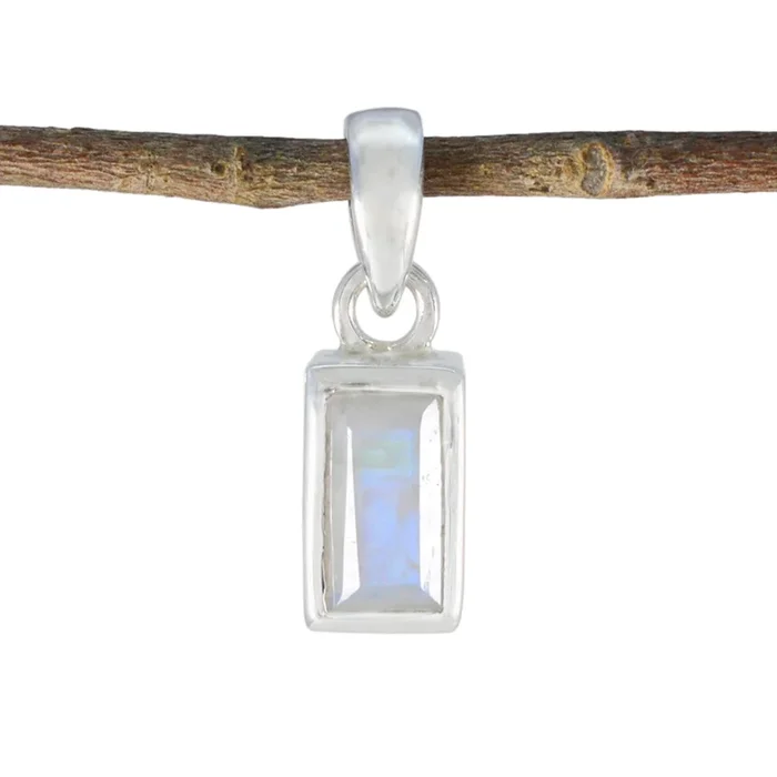 Rainbow Moonstone Delicate Italian 92.5 Silver Solitaire Victoria Abstract White Pendant Jewellery