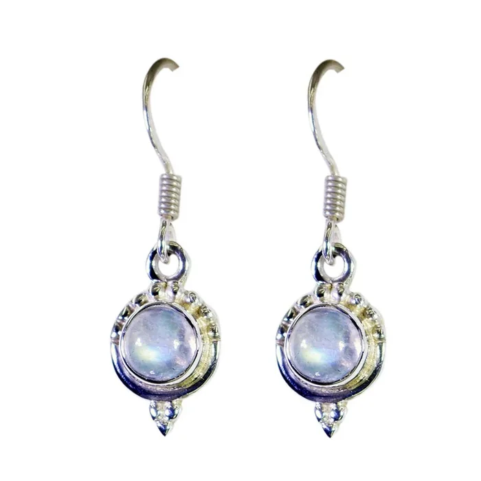 Rainbow Moonstone Egyptian Fernanda multiple Dangle White Silver Earring