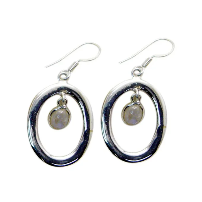 Rainbow Moonstone French Clara multiple Dangle White Silver Earring
