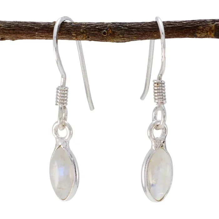 Rainbow Moonstone Italian Sakura multiple Dangle White Sterling Silver Earring