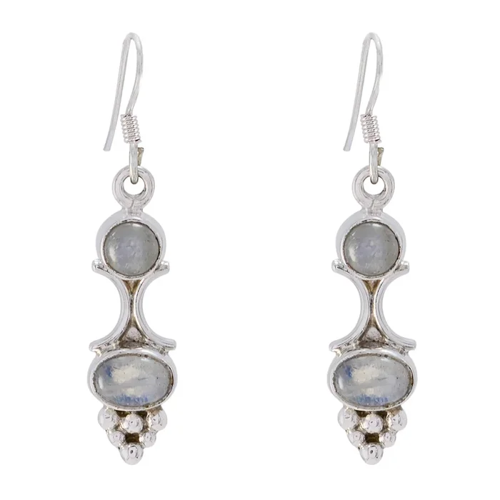 Rainbow Moonstone Latin American Yan multiple Dangle White Sterling Silver Earring