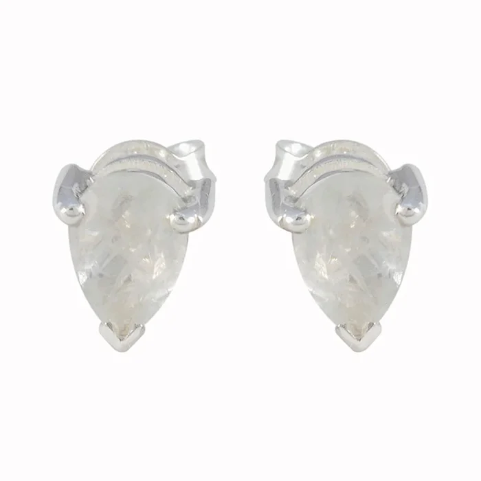 Rainbow Moonstone Moroccan Elena Solitaire Stud White 92.5 Silver Earring
