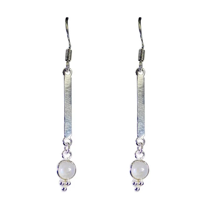 Rainbow Moonstone Russian Mia multiple Dangle White Silver Earring