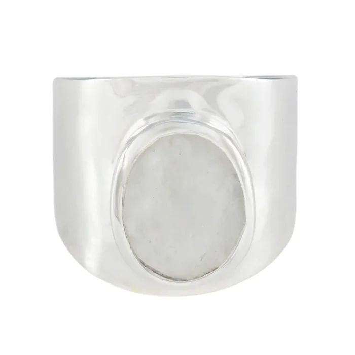 Rainbow Moonstone Solitaire Egyptian Silver White Gemstones Versatile Armor Ring Jewellery
