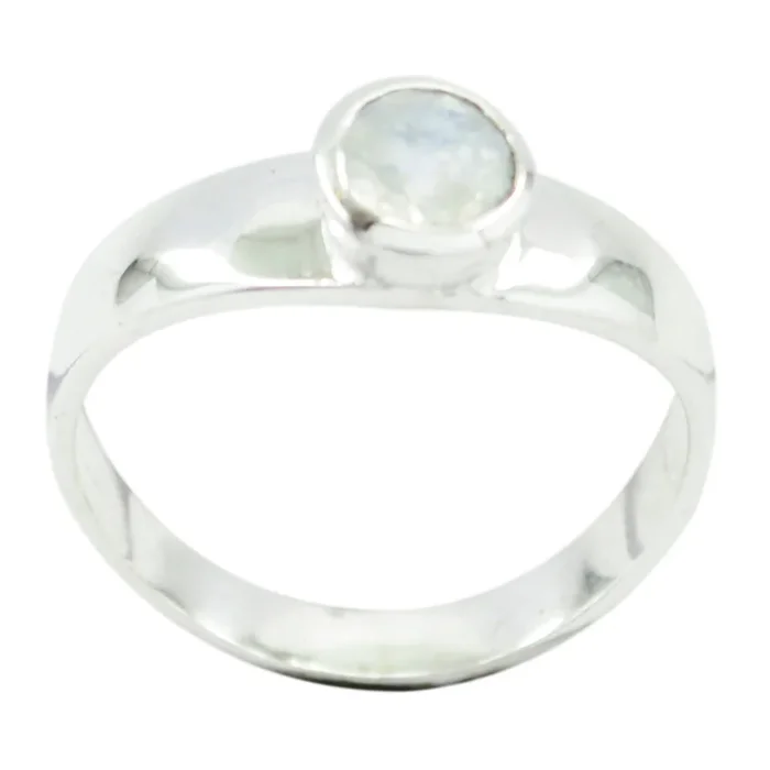 Rainbow Moonstone Solitaire Turkish Sterling Silver White Gems Whisper-thin Glamorous Ring Jewellery