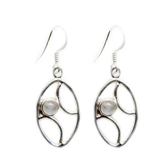 Rainbow Moonstone Turkish Antonia multiple Dangle White 925 Silver Earring