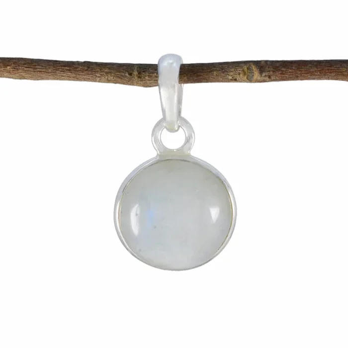 Rainbow Moonstone Whisper-thin Moroccan 925 Silver Solitaire Alice Bubble White Pendant Jewelry