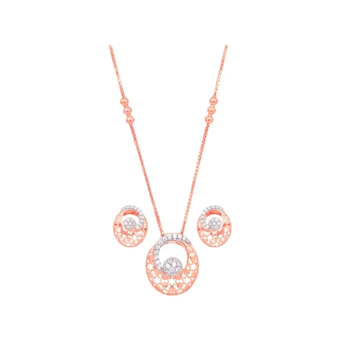 Ravishing Necklace Set With CZ in 18K Rose Gold