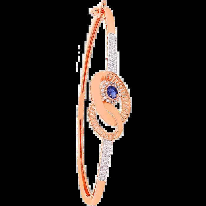 Ravishing Openable Bangle Bracelet With Gemstones in 18K Rose Gold