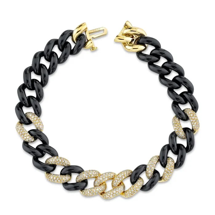 READY TO SHIP BLACK CERAMIC PAVE ESSENTIAL LINK BRACELET