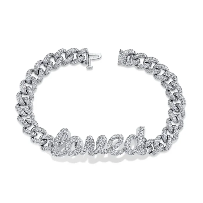 READY TO SHIP DIAMOND “LOVED” LINK BRACELET