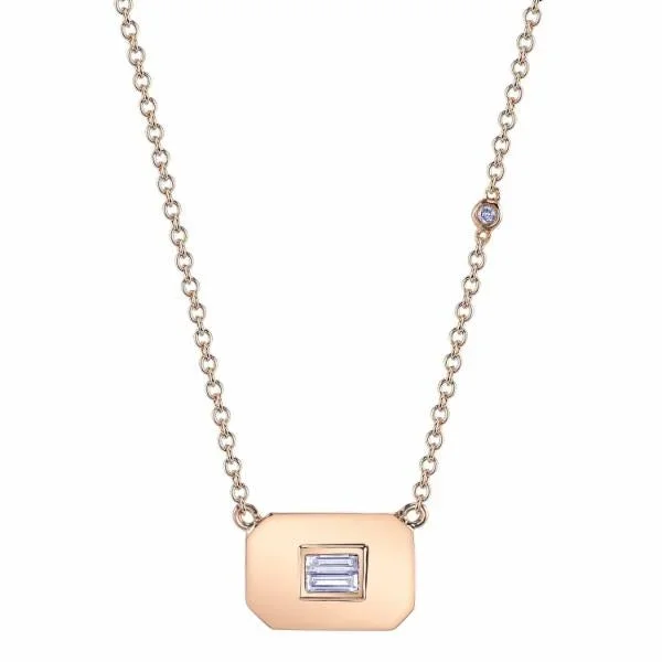 READY TO SHIP DIAMOND BAGUETTE PENDANT NECKLACE