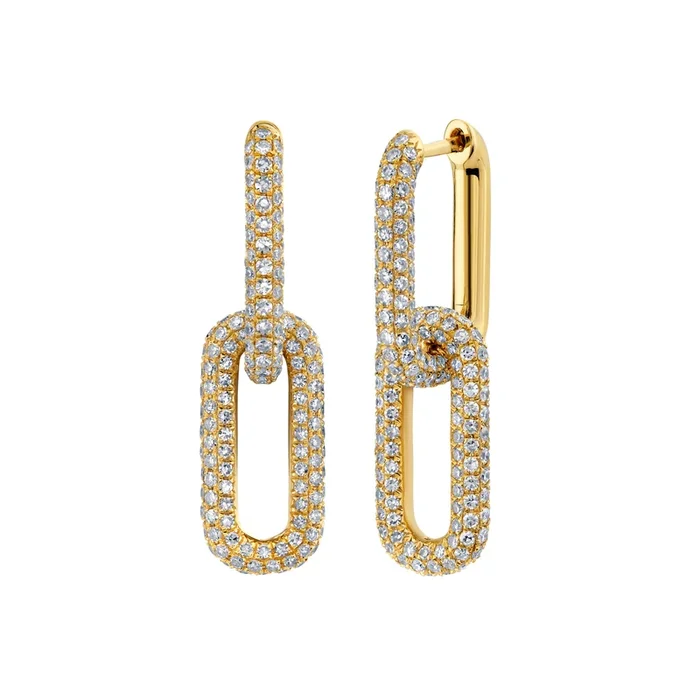 READY TO SHIP DIAMOND DOUBLE MINI CABLE LINK EARRINGS
