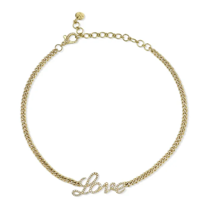 READY TO SHIP DIAMOND PAVE LOVE BABY LINK CHOKER
