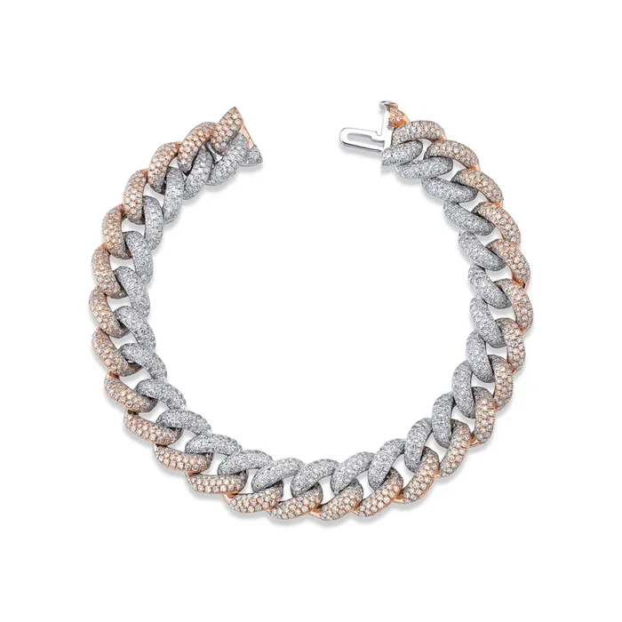 READY TO SHIP DIAMOND PAVE TWO-TONE ESSENTIAL LINK BRACELET