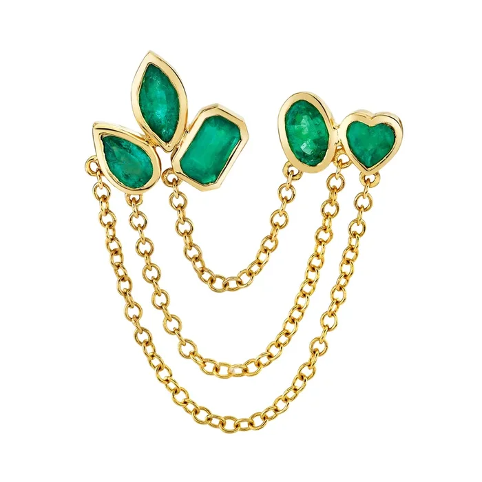 READY TO SHIP EMERALD MIXED DUO CHAIN STUD
