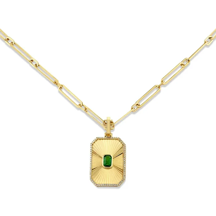 READY TO SHIP EMERALD RADIANT DECO NECKLACE