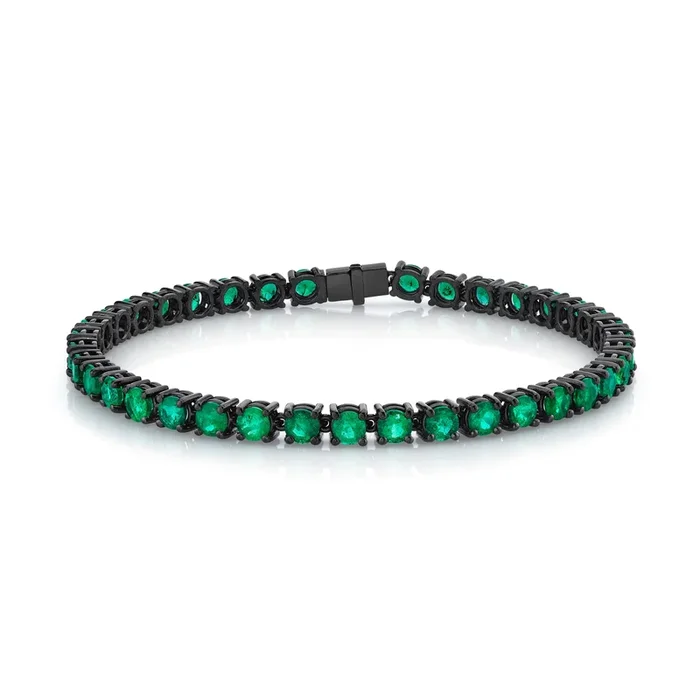READY TO SHIP MEN’S ROUND EMERALD TENNIS BRACELET