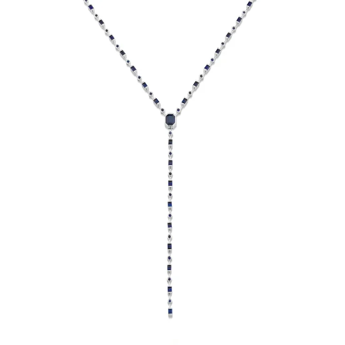 READY TO SHIP MIXED BLUE SAPPHIRE Y NECKLACE