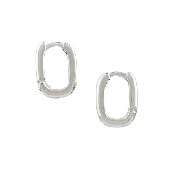 Rectangle Clicker Hoops in Silver