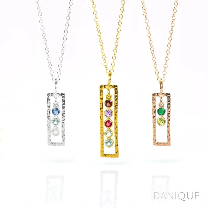 Rectangle Framed Birthstone Bar Necklace for Mom, Mother’s Family Birthstone Necklace, 925 Silver, 18k Gold Vermeil, Custom Unique Christmas Gift for Mom, Minimalist Bar Necklace, Mother’s Jewelry